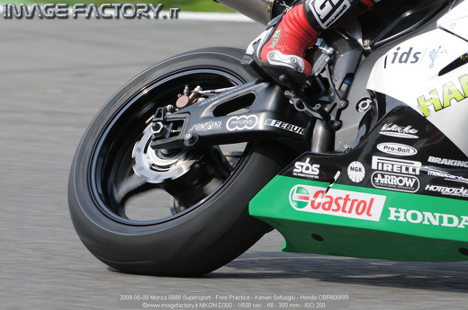2009-05-09 Monza 0988 Supersport - Free Practice - Kenan Sofuoglu - Honda CBR600RR